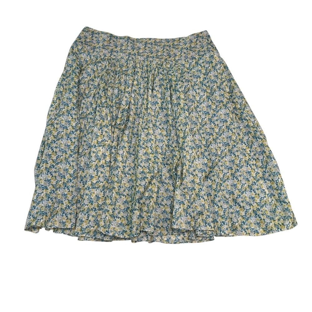 A Line Talbots Skirt Womens 10 Green Floral Cotton Lined Cottagecore Peasant